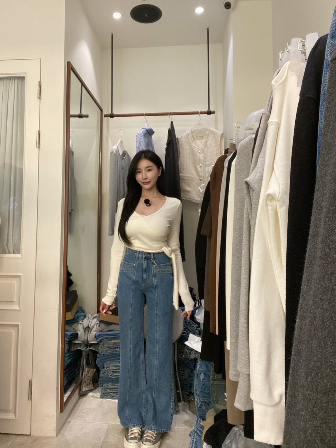 A04 壓線直筒落地褲