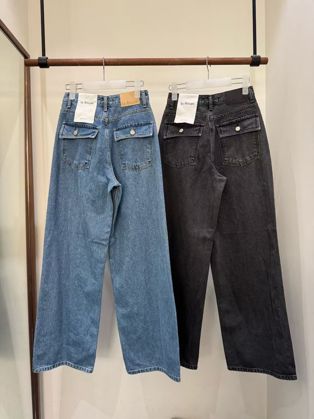 A07後口袋造型直筒褲