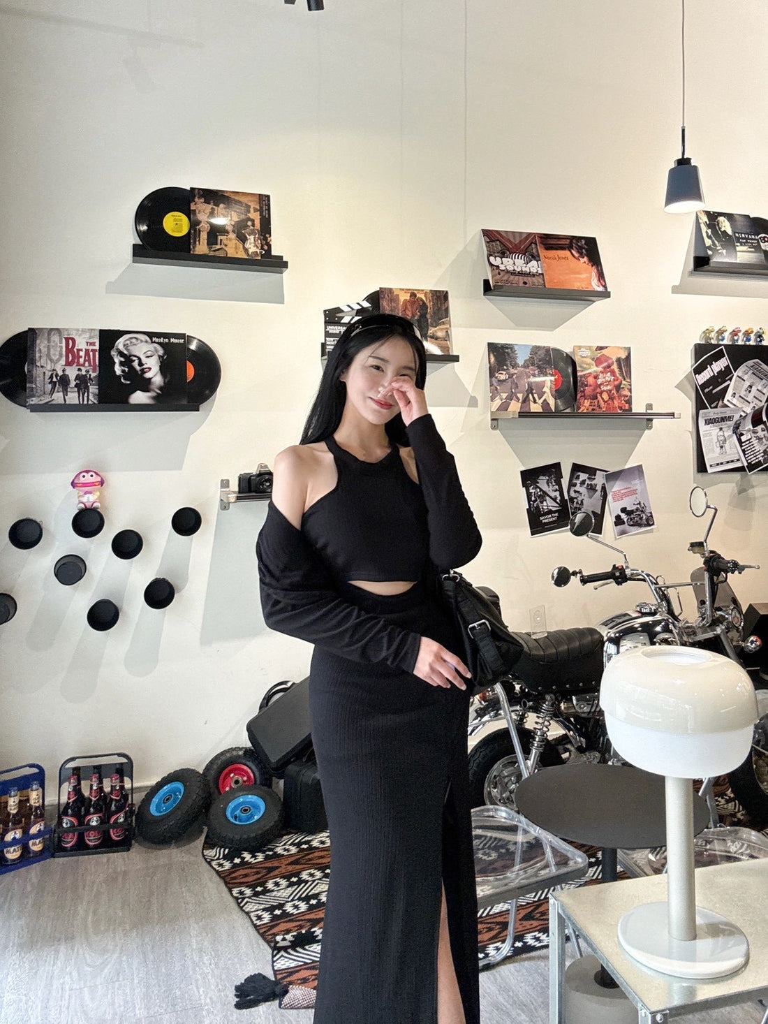 顯瘦削肩三件式套裝