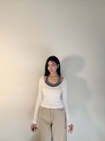 假兩件彈力上衣