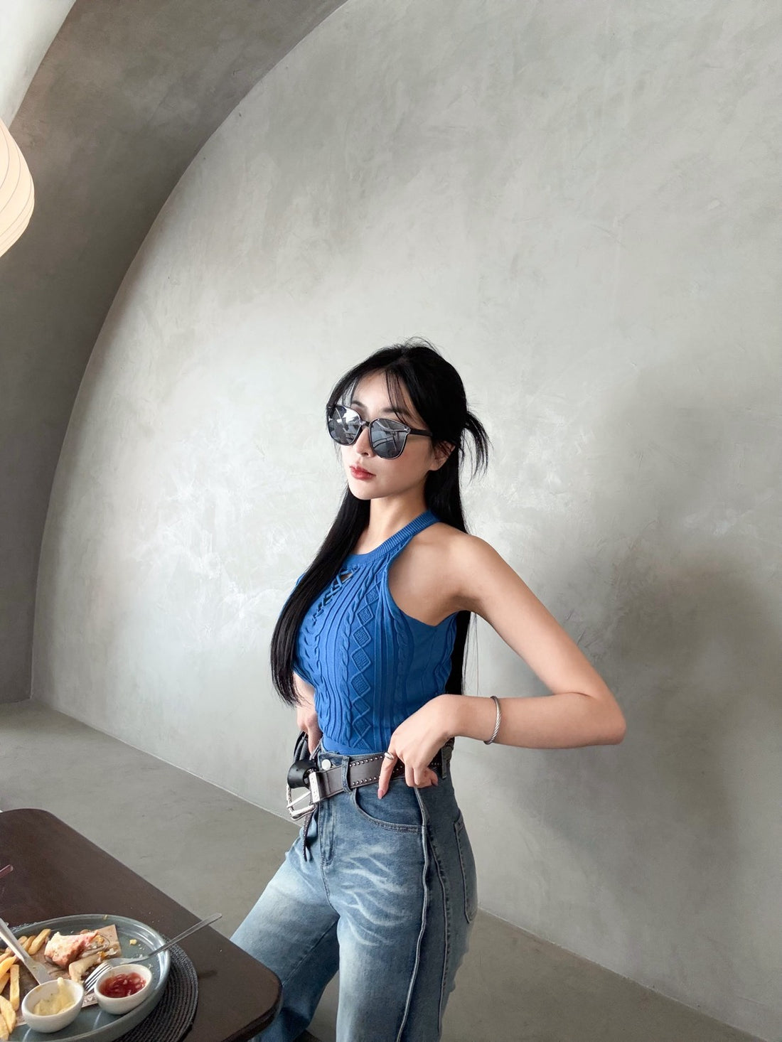 麻花涼感削肩背心