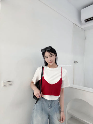 兩件式背心圓領上衣