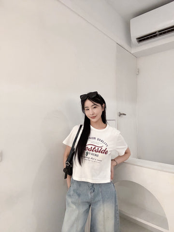 美式印刷寬領口TEE
