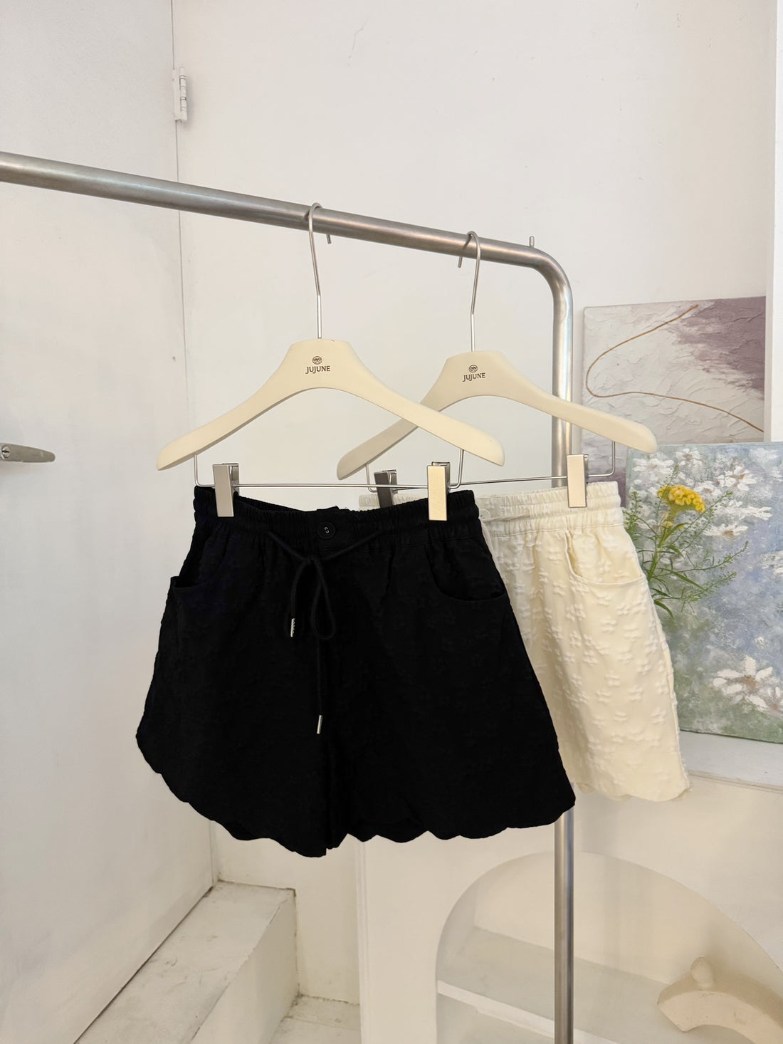 立體小花抽繩短褲