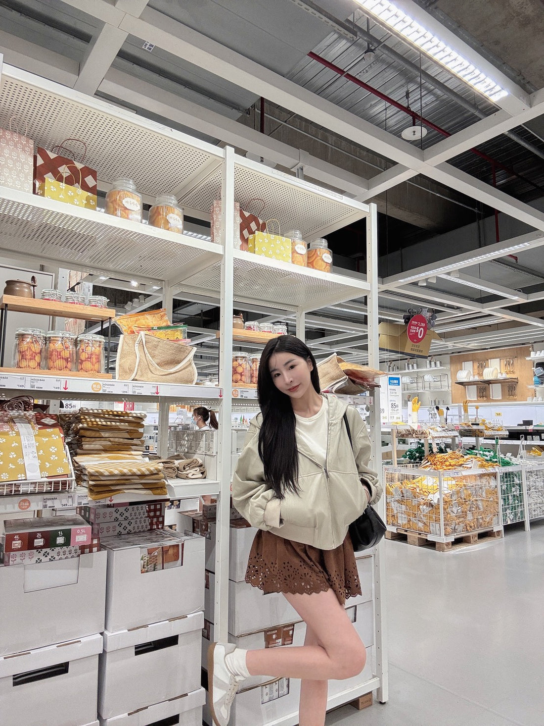 簍空雕花麂皮褲裙