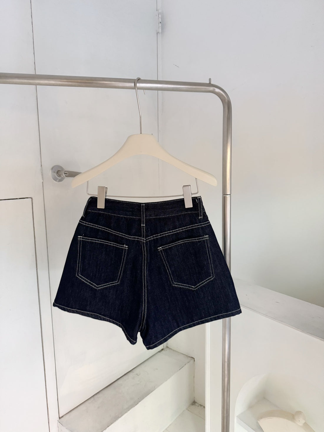 原色車線牛仔褲裙