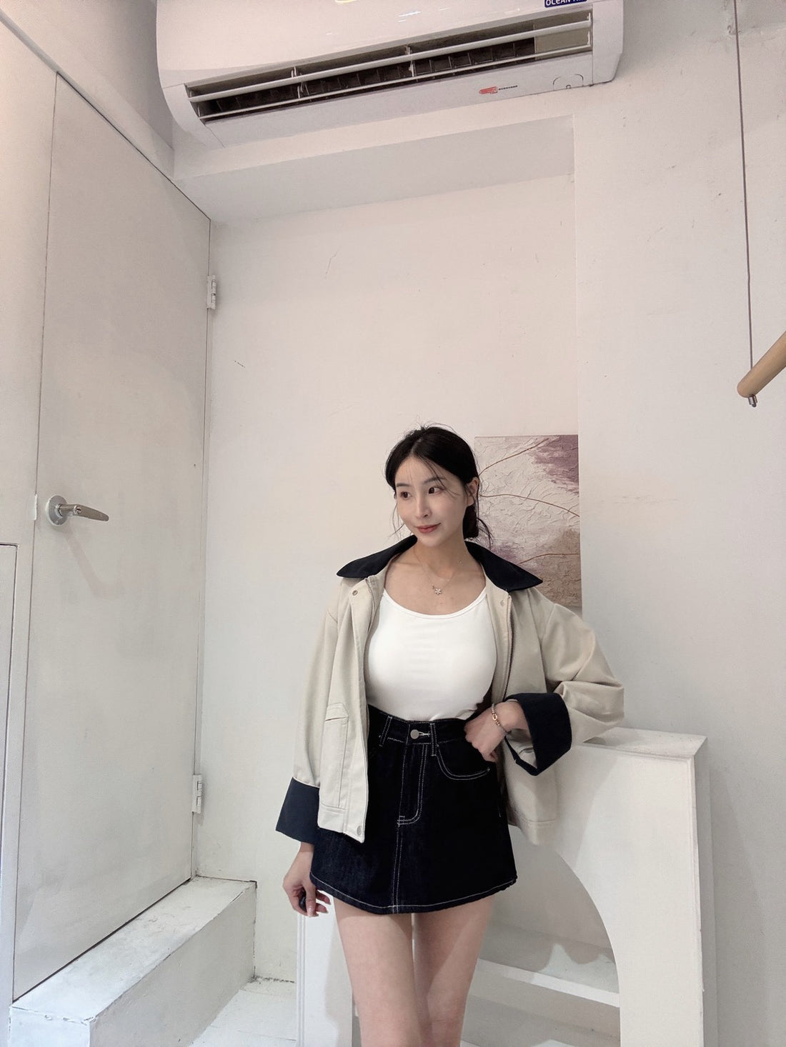 設計款配色領夾克