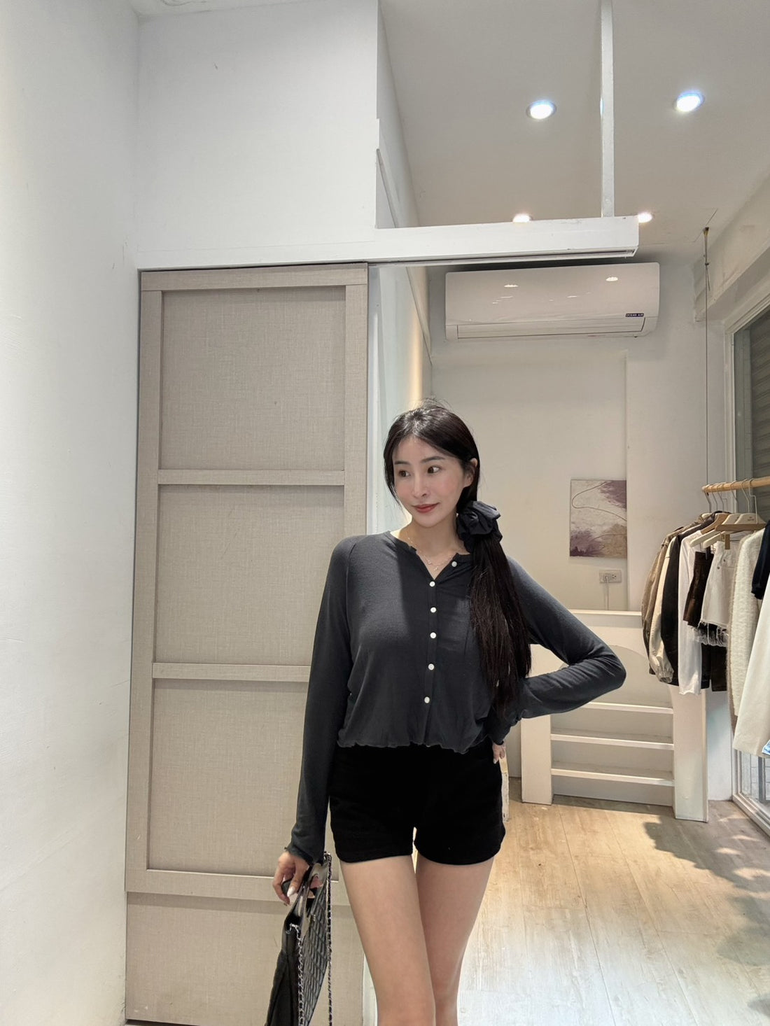 髮圈排扣QQ彈力上衣