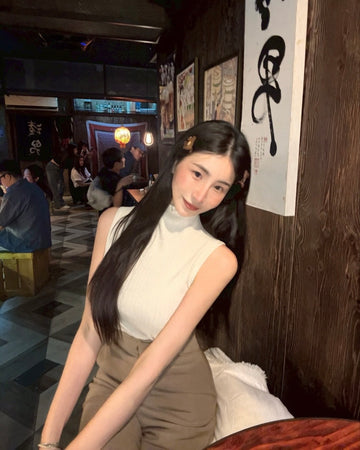 彈力立領坑條背心