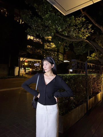 高質感螺紋排釦彈力上衣