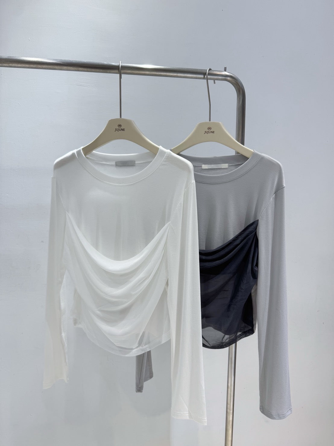 假兩件網紗彈力上衣