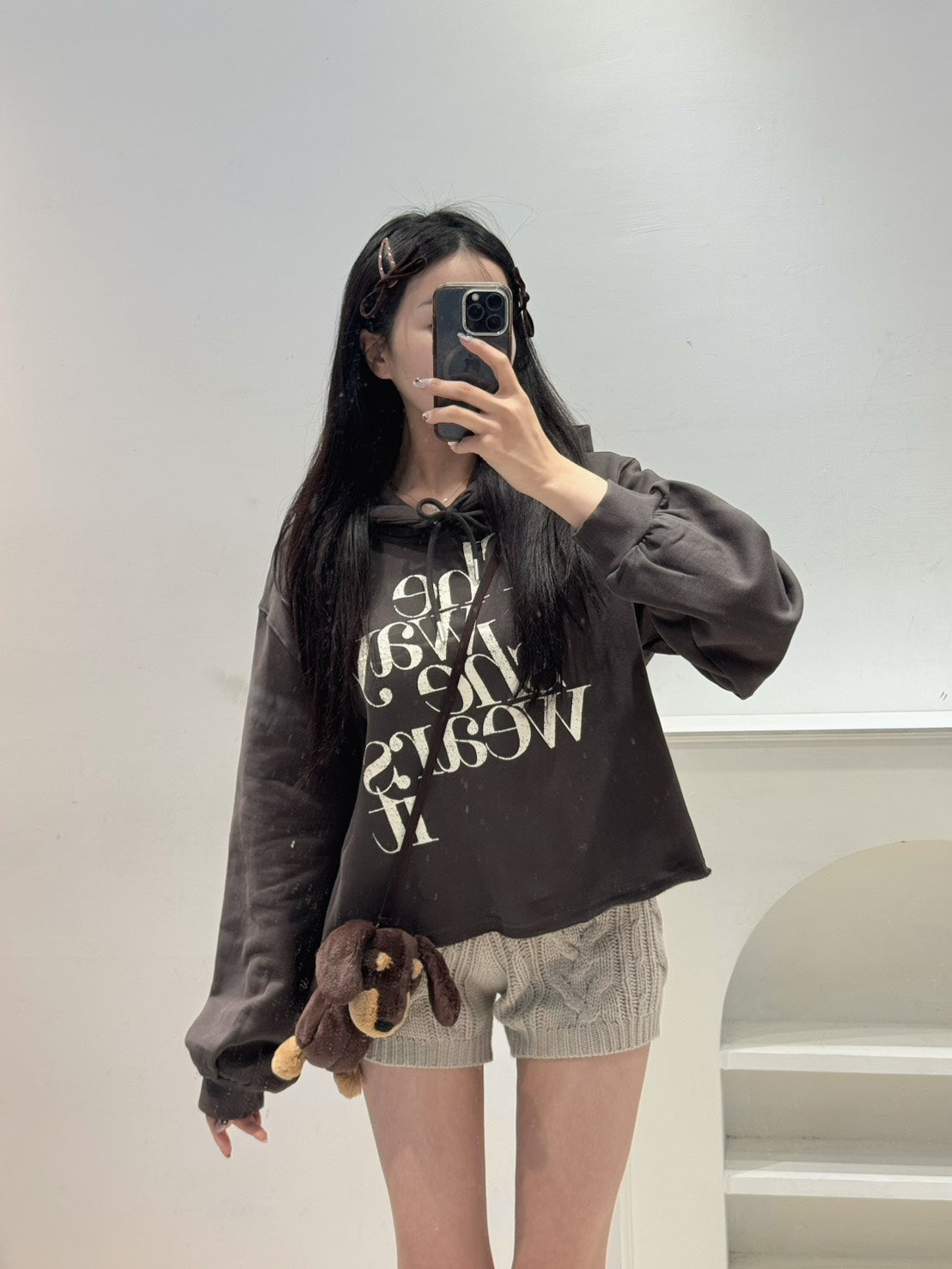 不修邊刷絨連帽衛衣