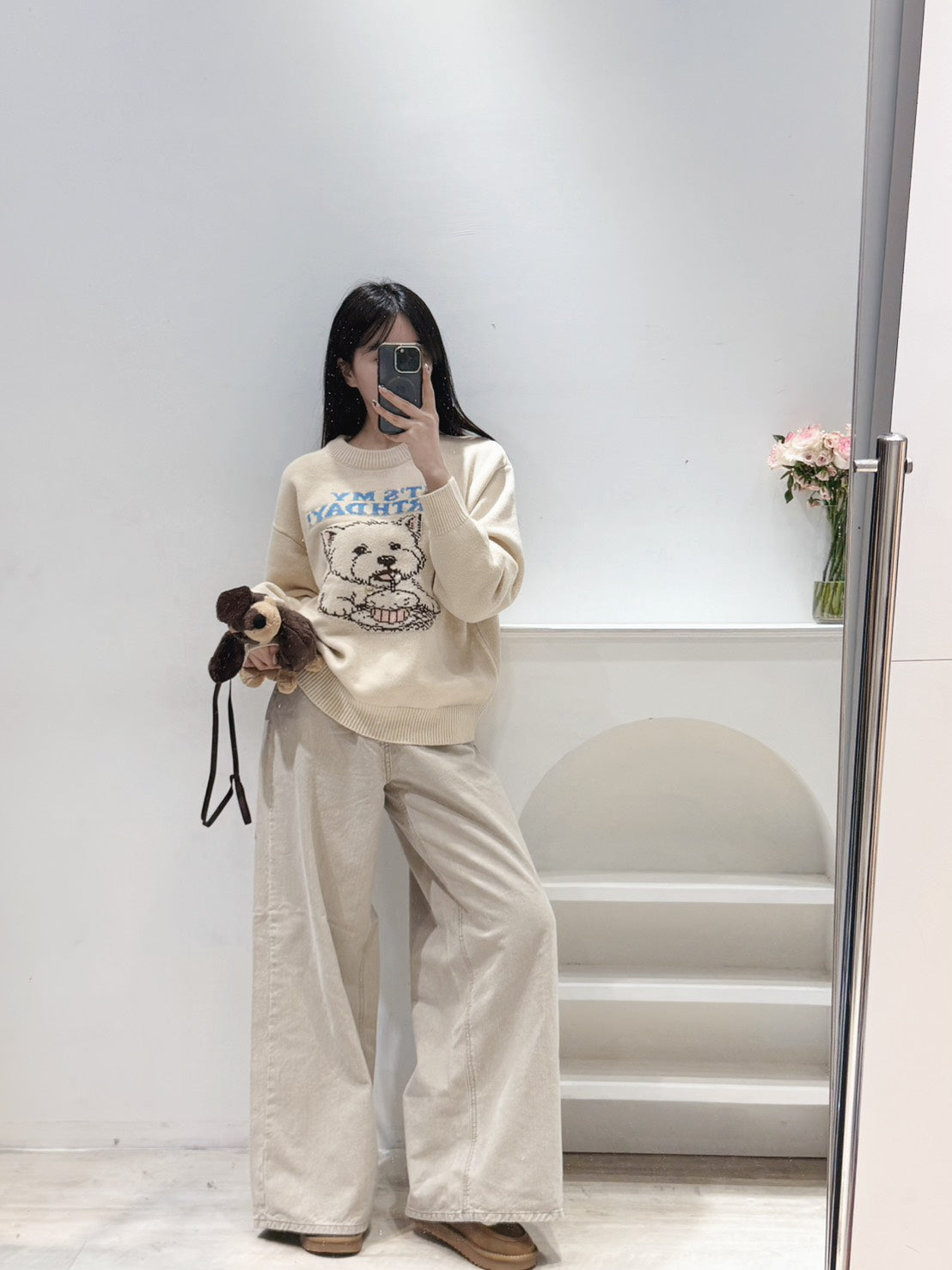 調皮狗狗羊絨毛衣