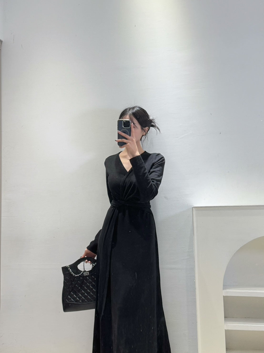 心機顯瘦綁帶磨毛洋裝