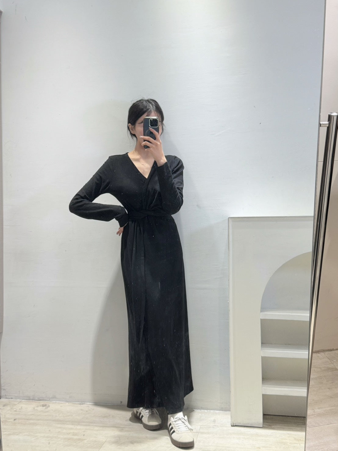 心機顯瘦綁帶磨毛洋裝