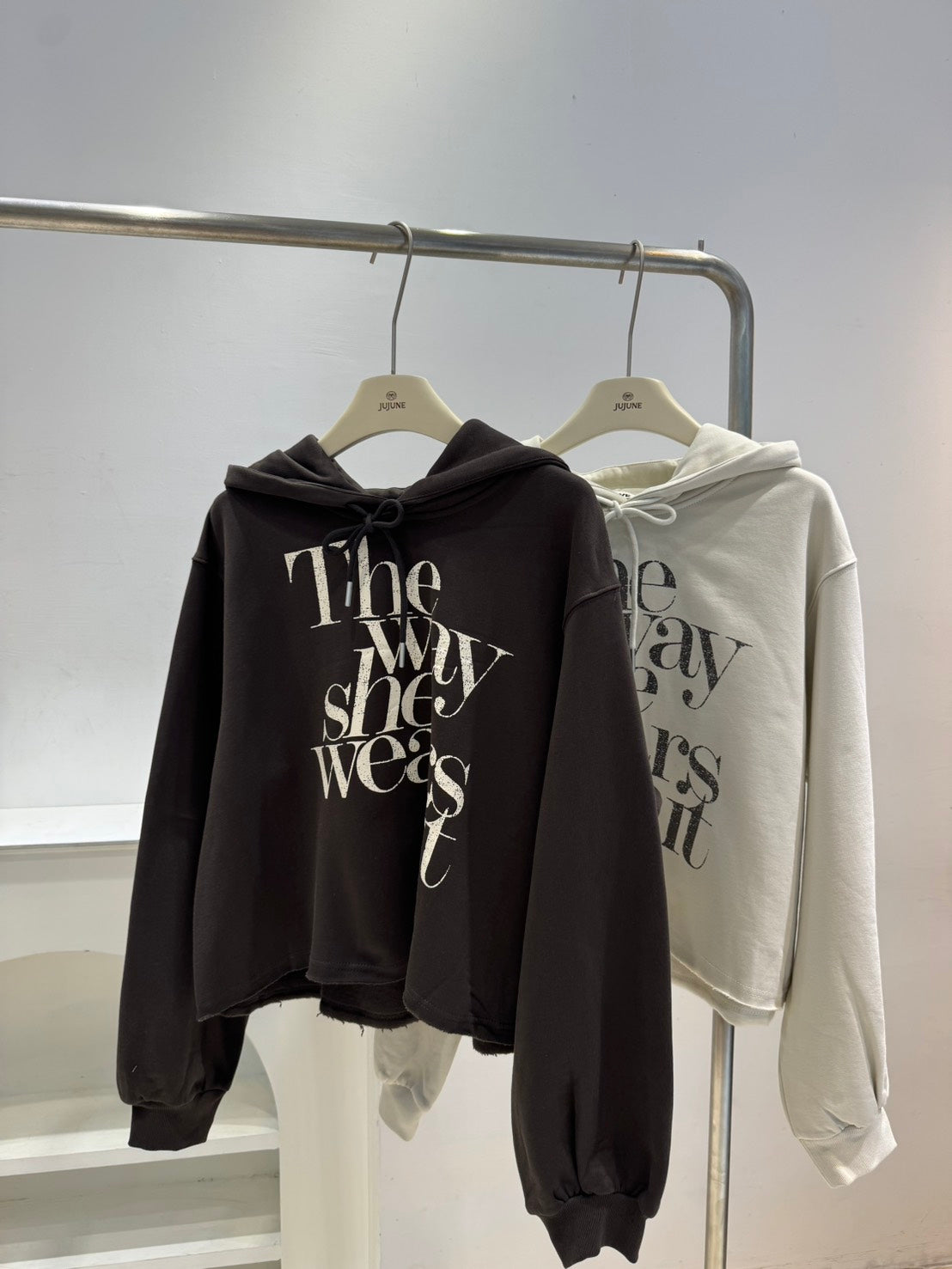 不修邊刷絨連帽衛衣