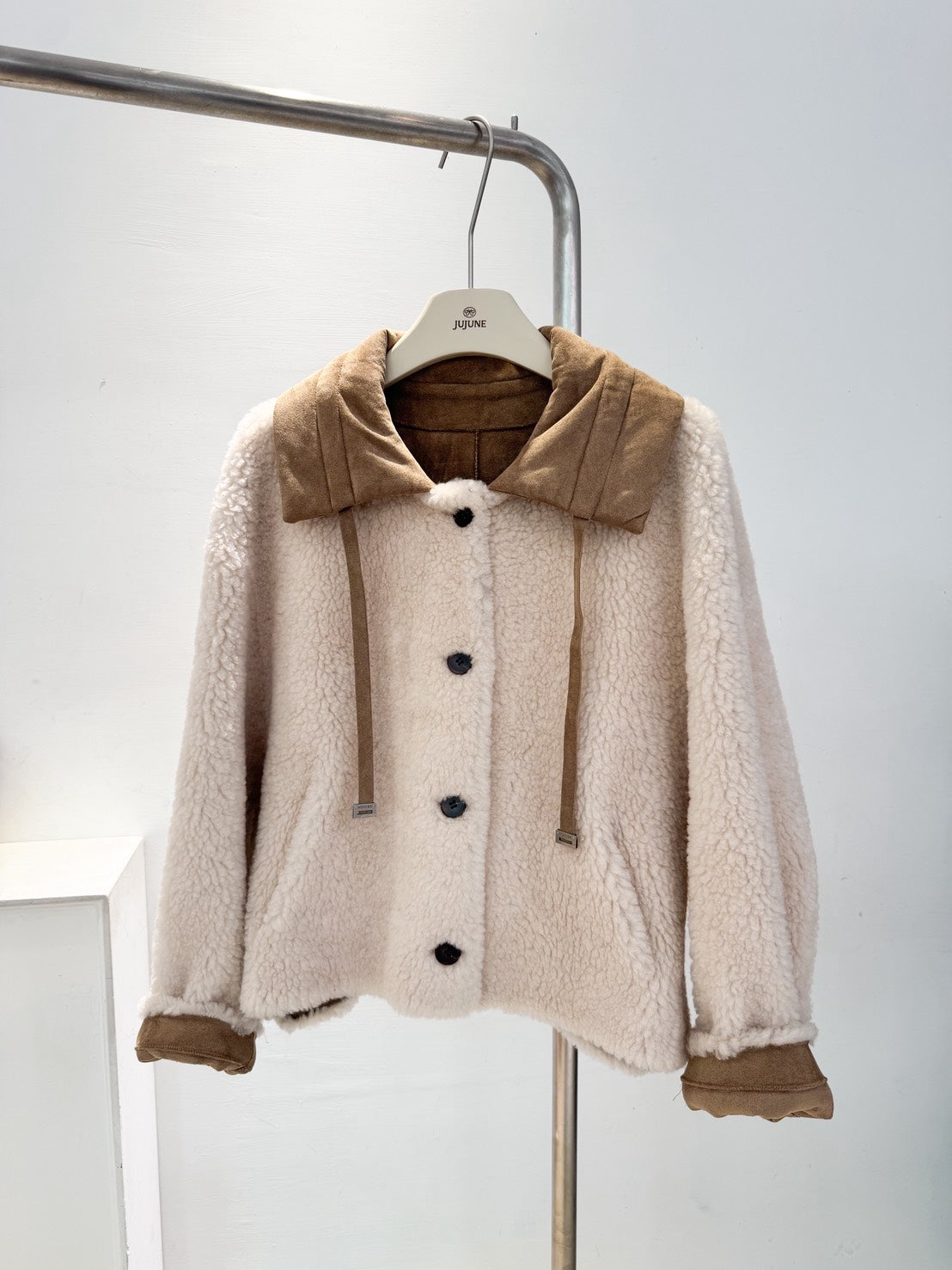 配色領QQ毛外套