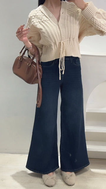 內磨毛高腰彈力喇叭褲