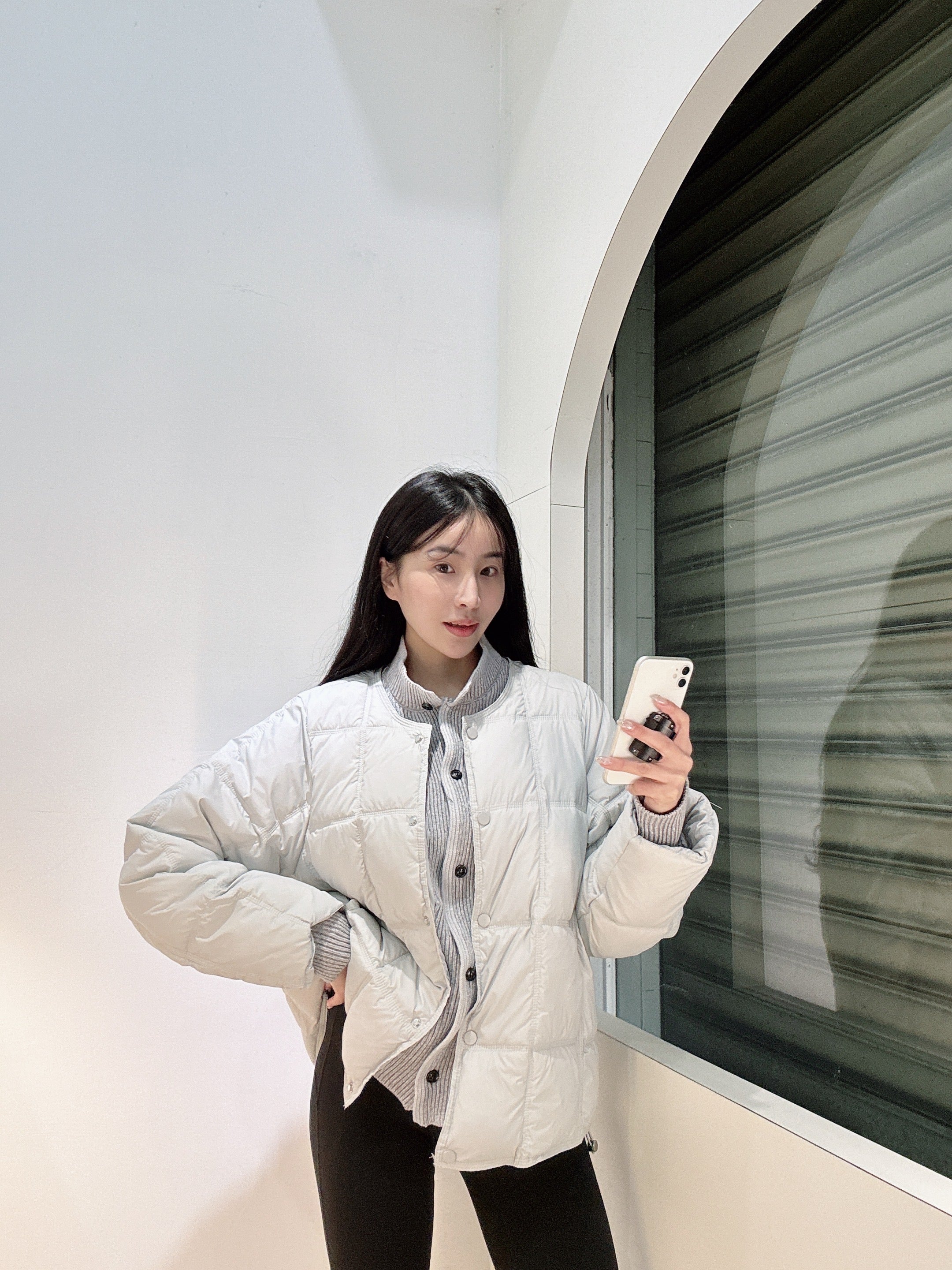 輕奢感拼接羽絨外套