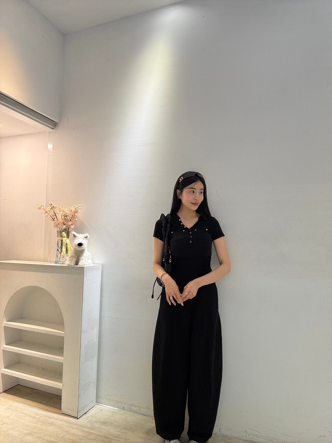 小口袋合身彈力上衣