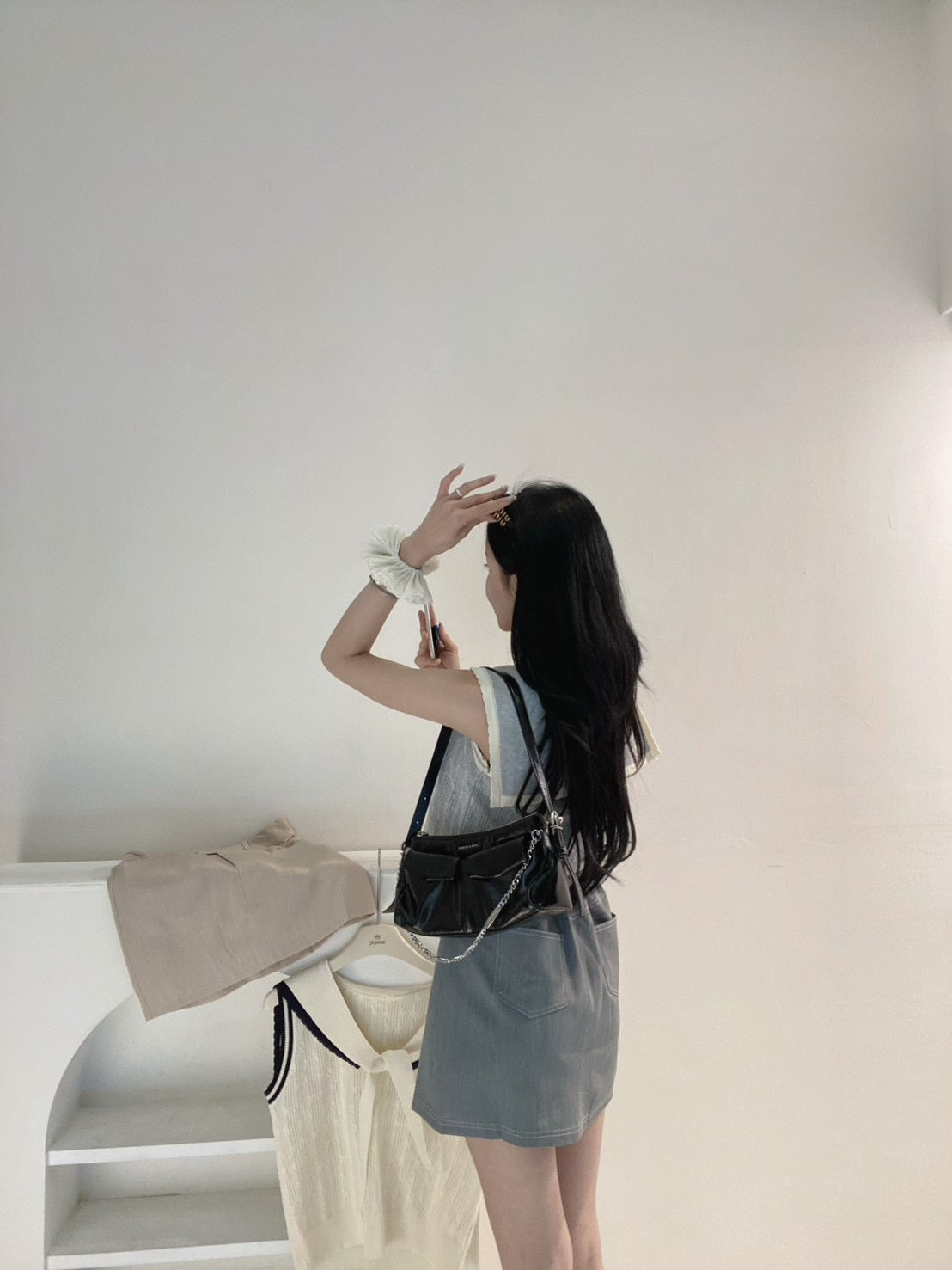撞色翻領背心