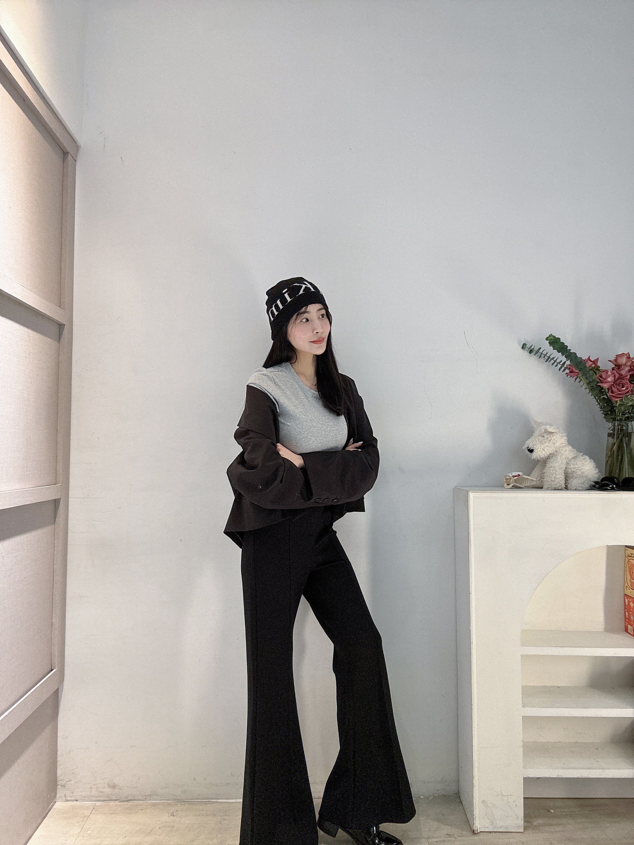 空氣棉修身喇叭褲