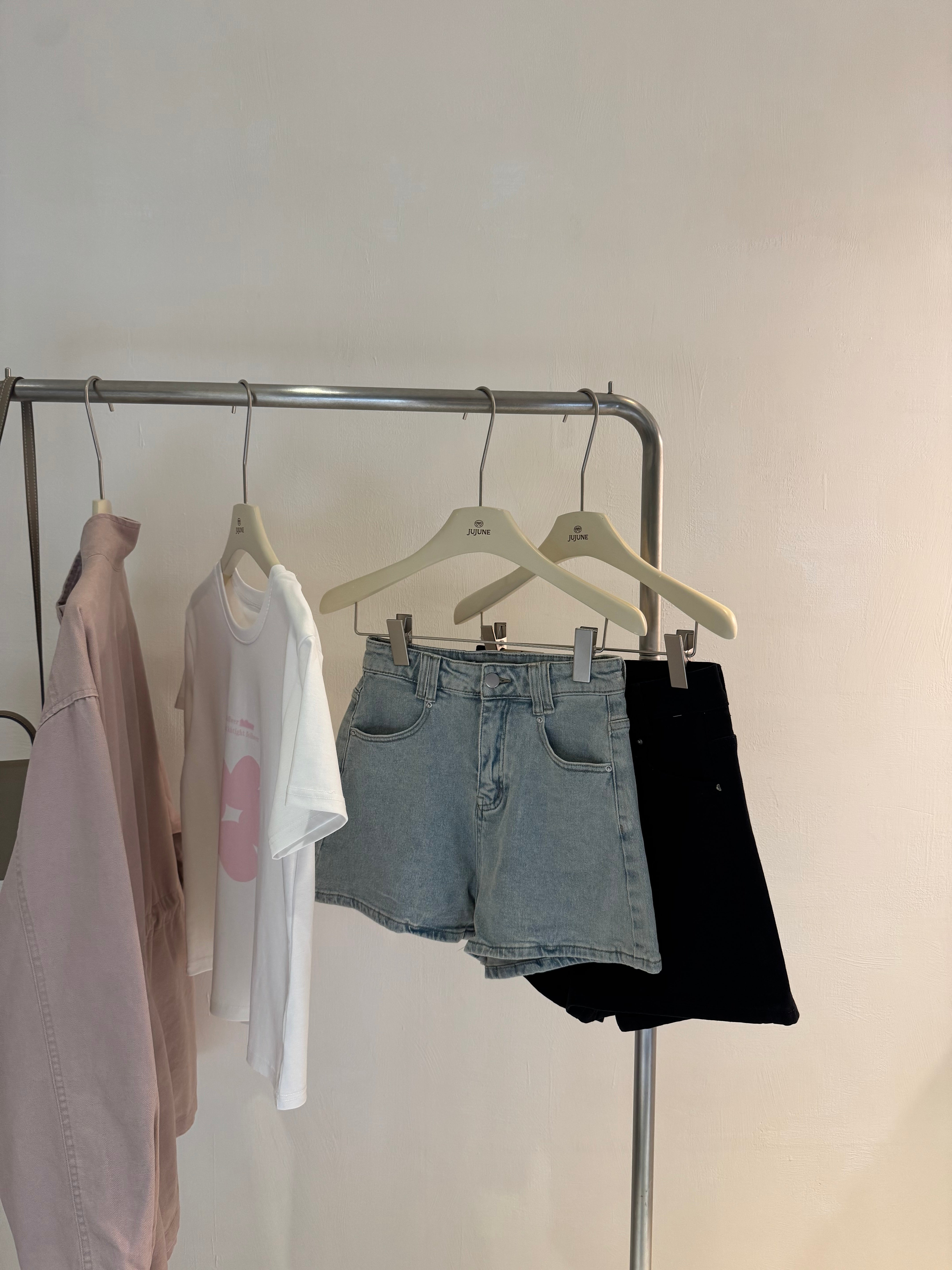 高腰彈力牛仔短褲