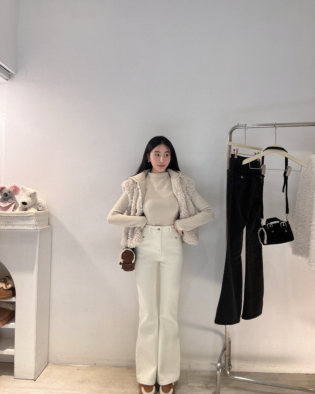 羊捲毛兩面穿連帽背心