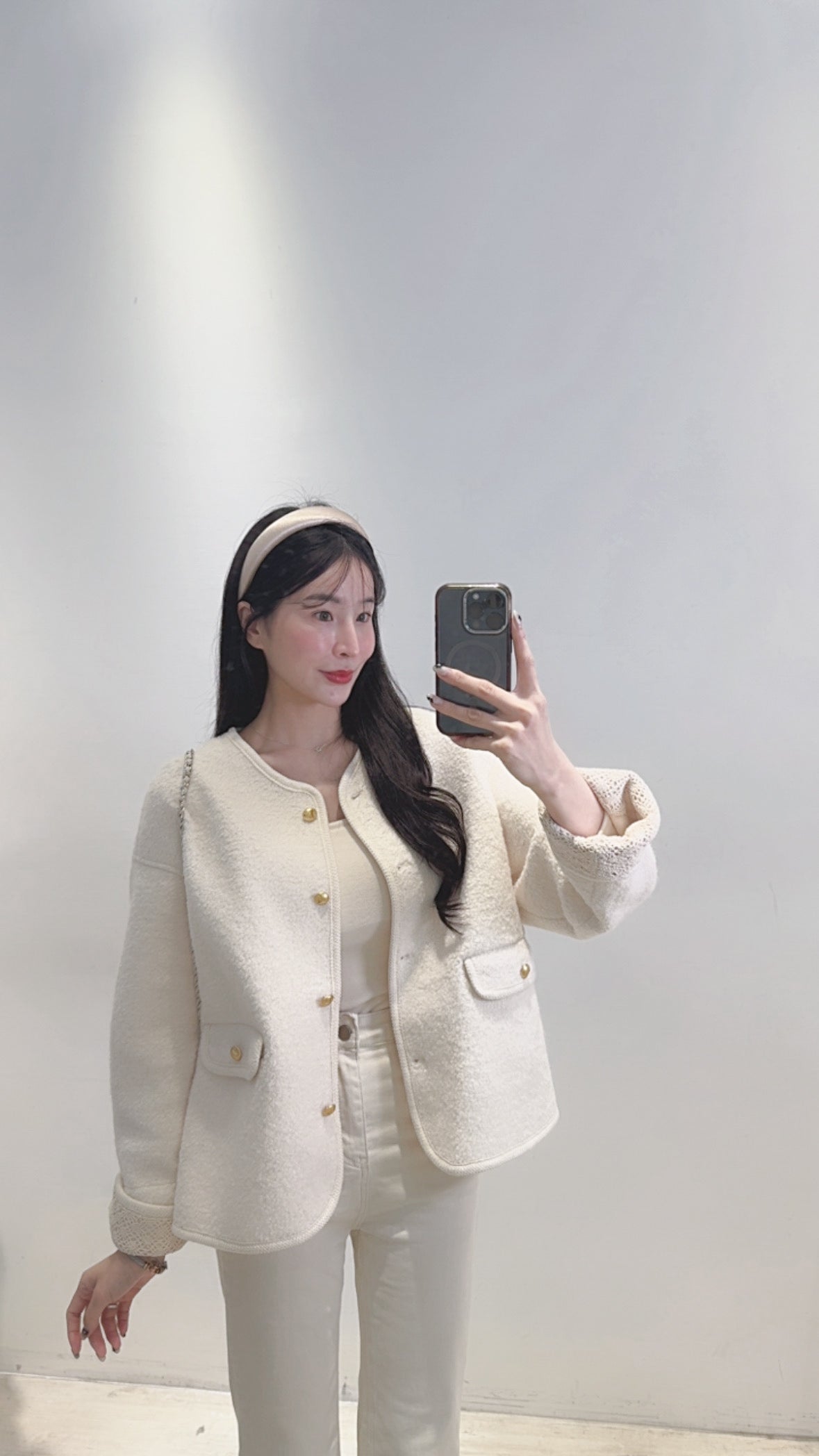 手袖雕花羊毛外套