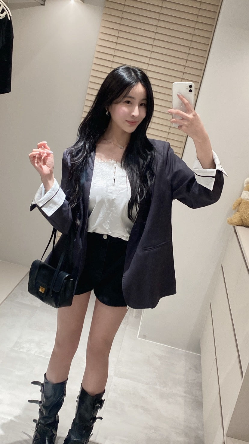 高訂款拼接西裝外套