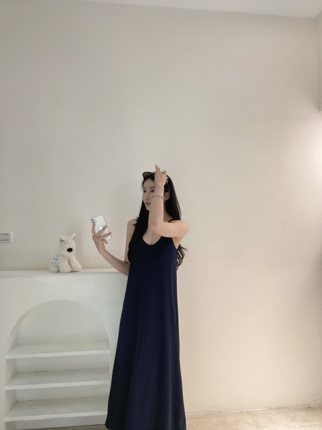 滾邊冰絲長洋裝