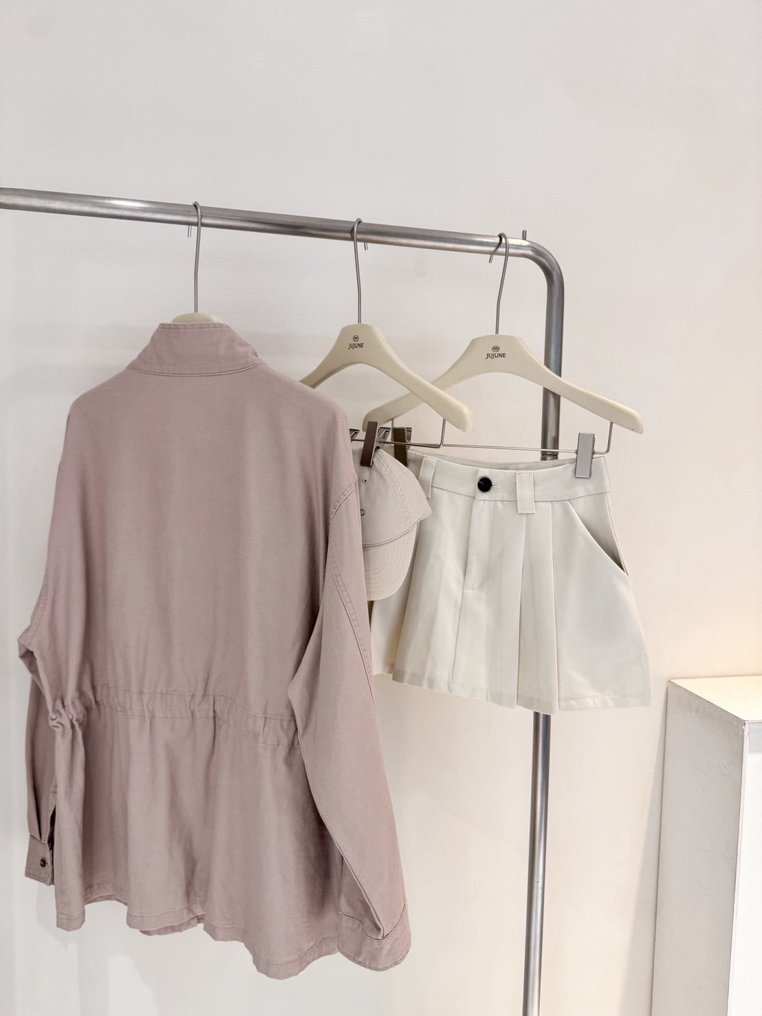 豆沙粉中長版夾克