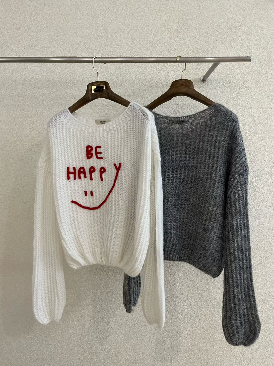 笑臉刺繡羊毛針織衫