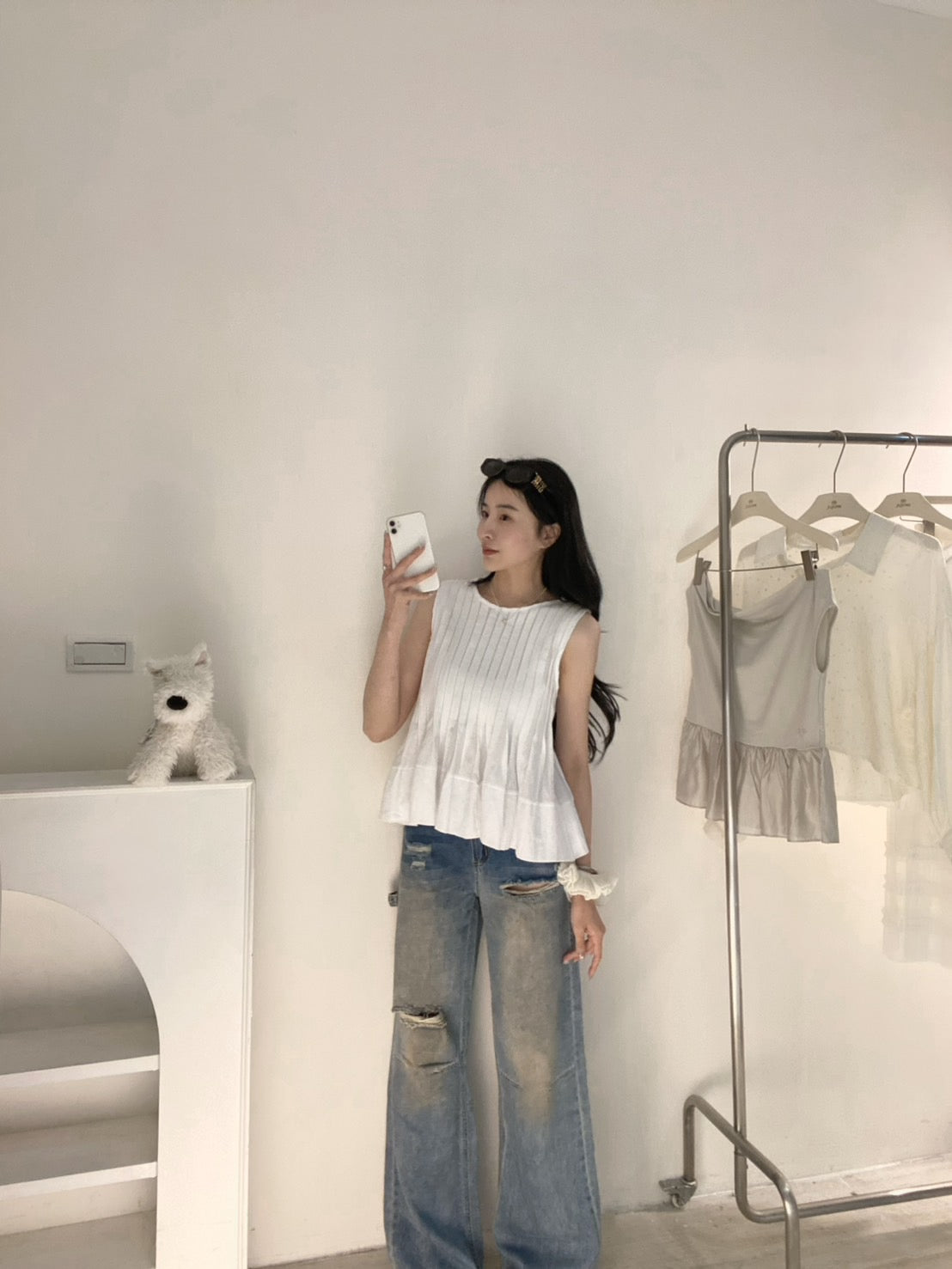 立體下擺棉麻背心