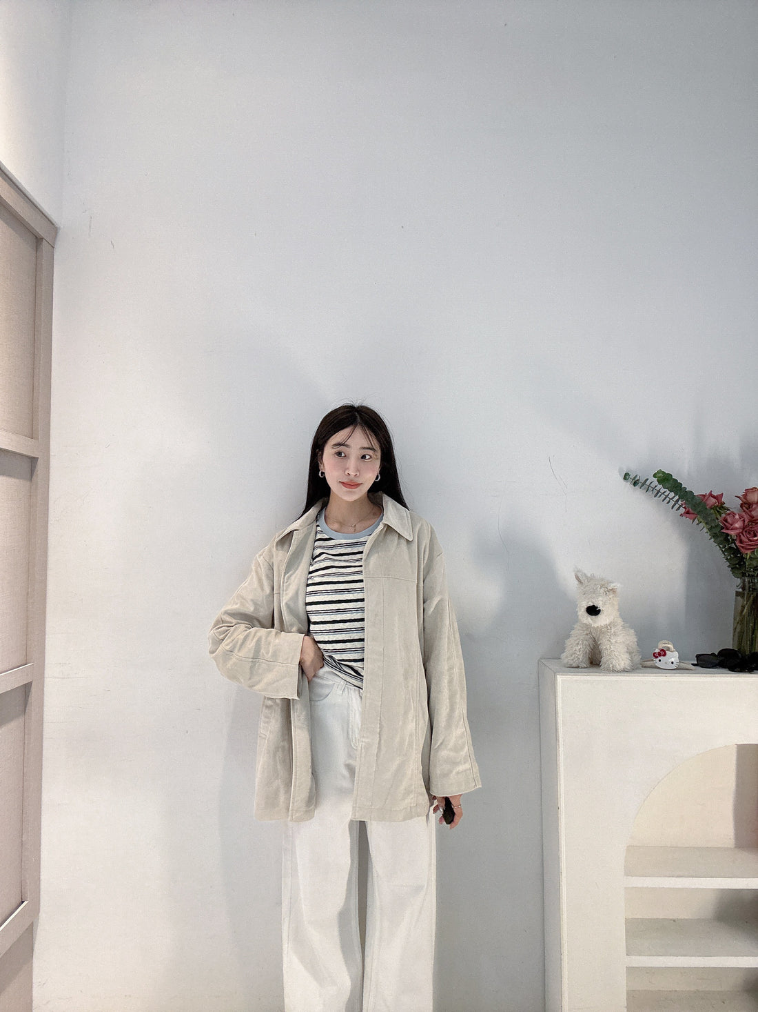 質感竹節棉條紋短袖