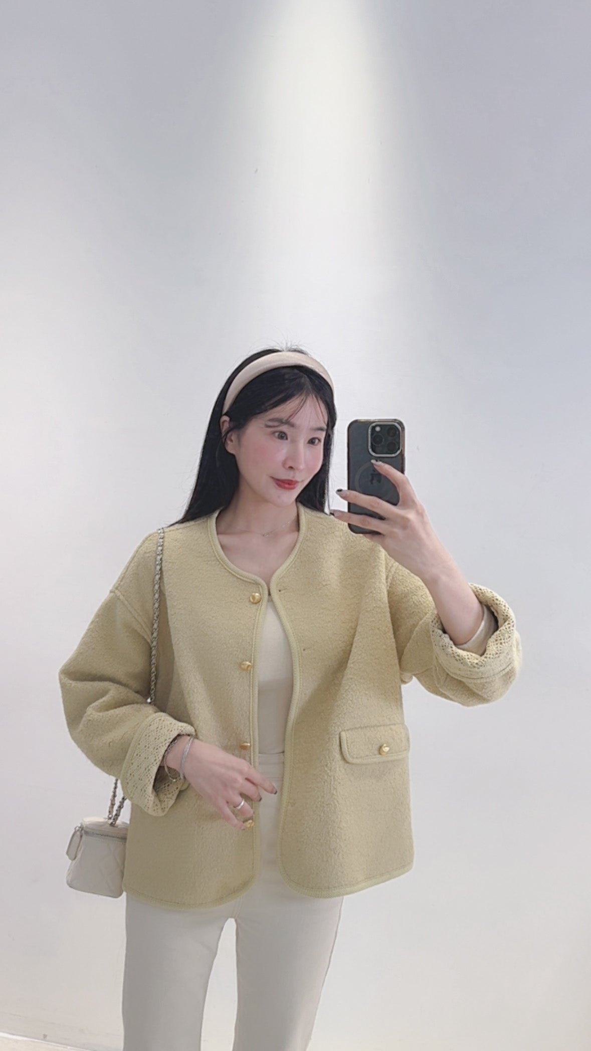 手袖雕花羊毛外套