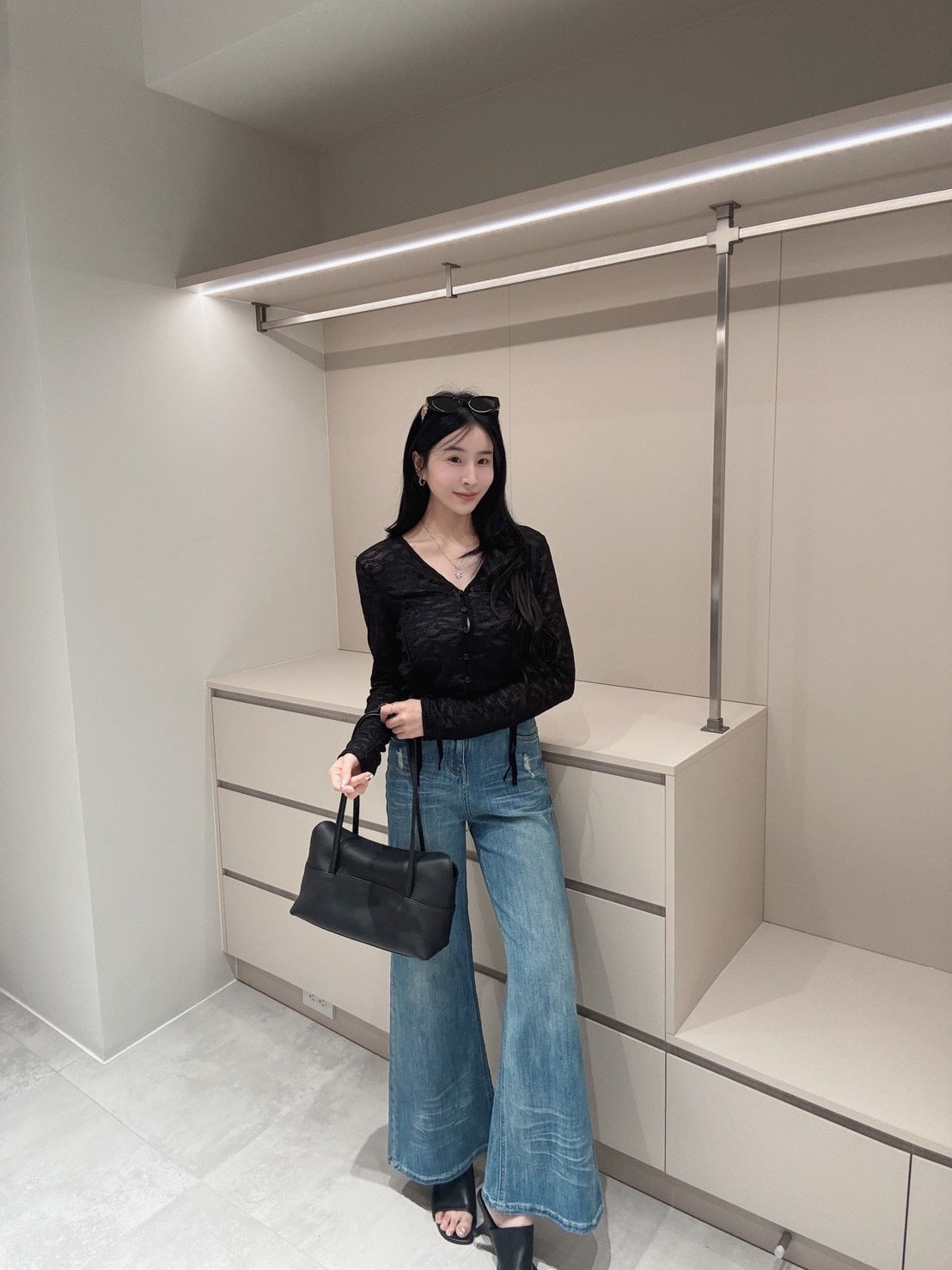 復古刷色小個子喇叭褲