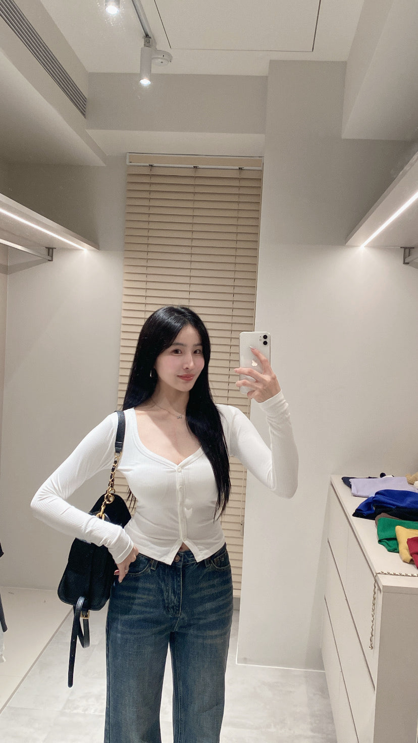 排扣不跑杯坑紋上衣