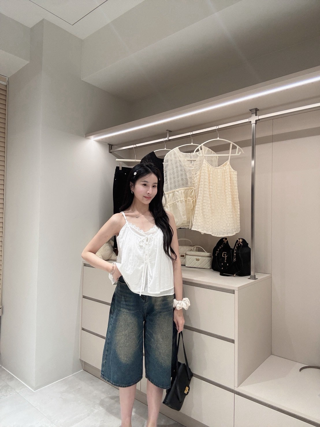 復古刷色七分褲