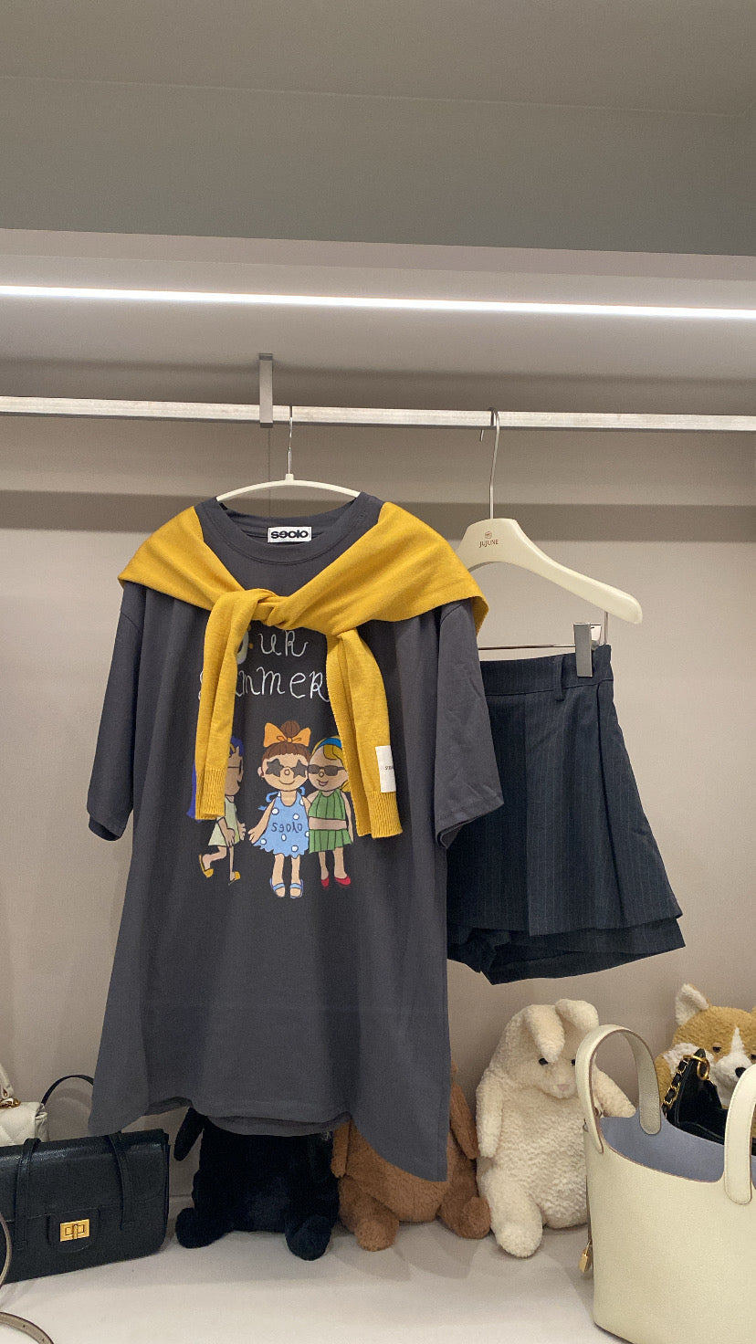 可愛三姐妹插畫上衣