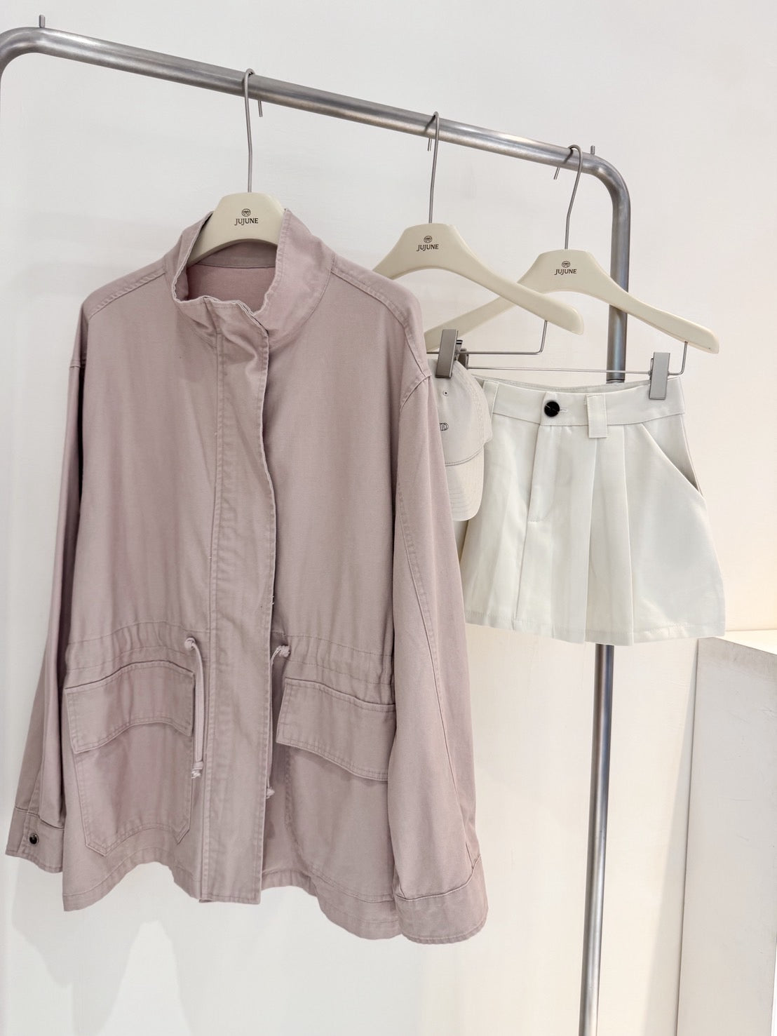 豆沙粉中長版夾克