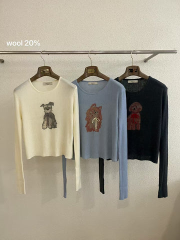 狗狗領結羊毛針織衫