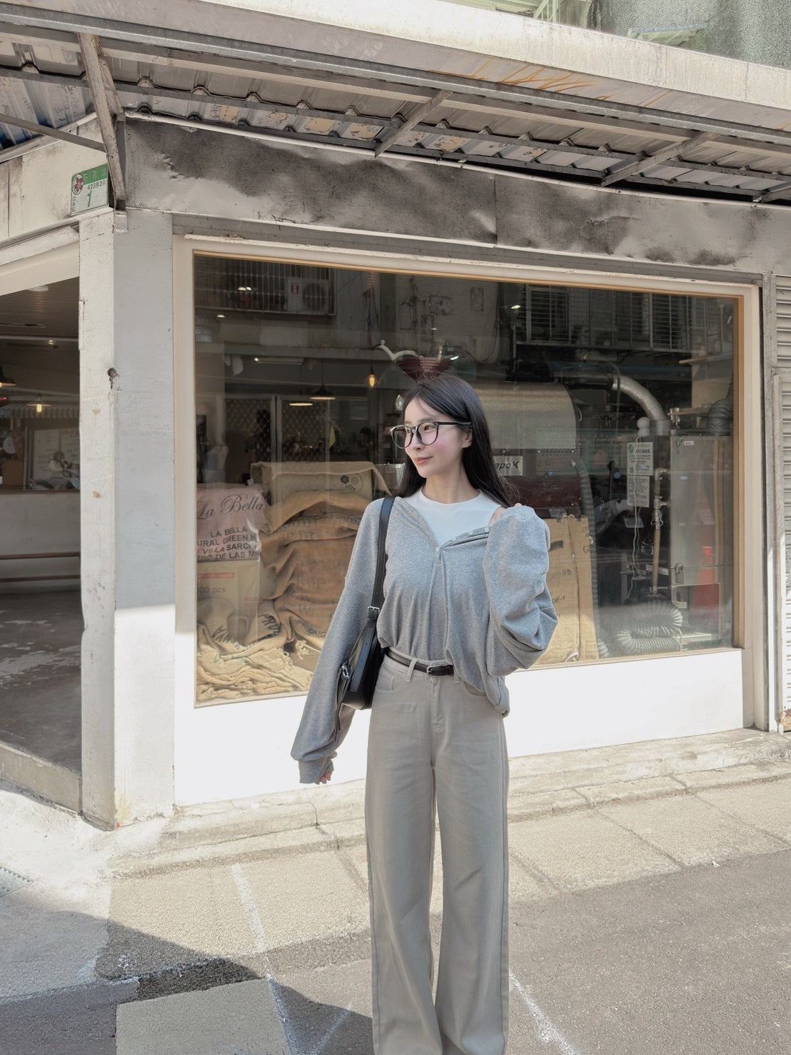 修身卡其直筒褲