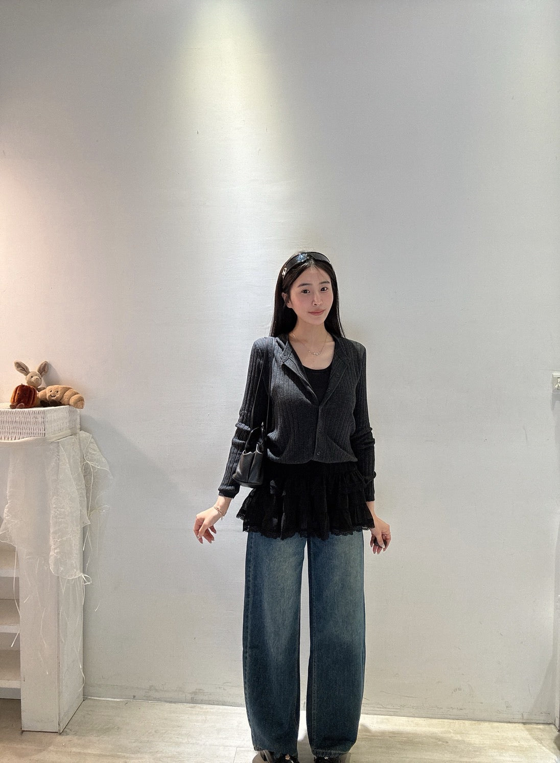 坑條排扣小罩衫