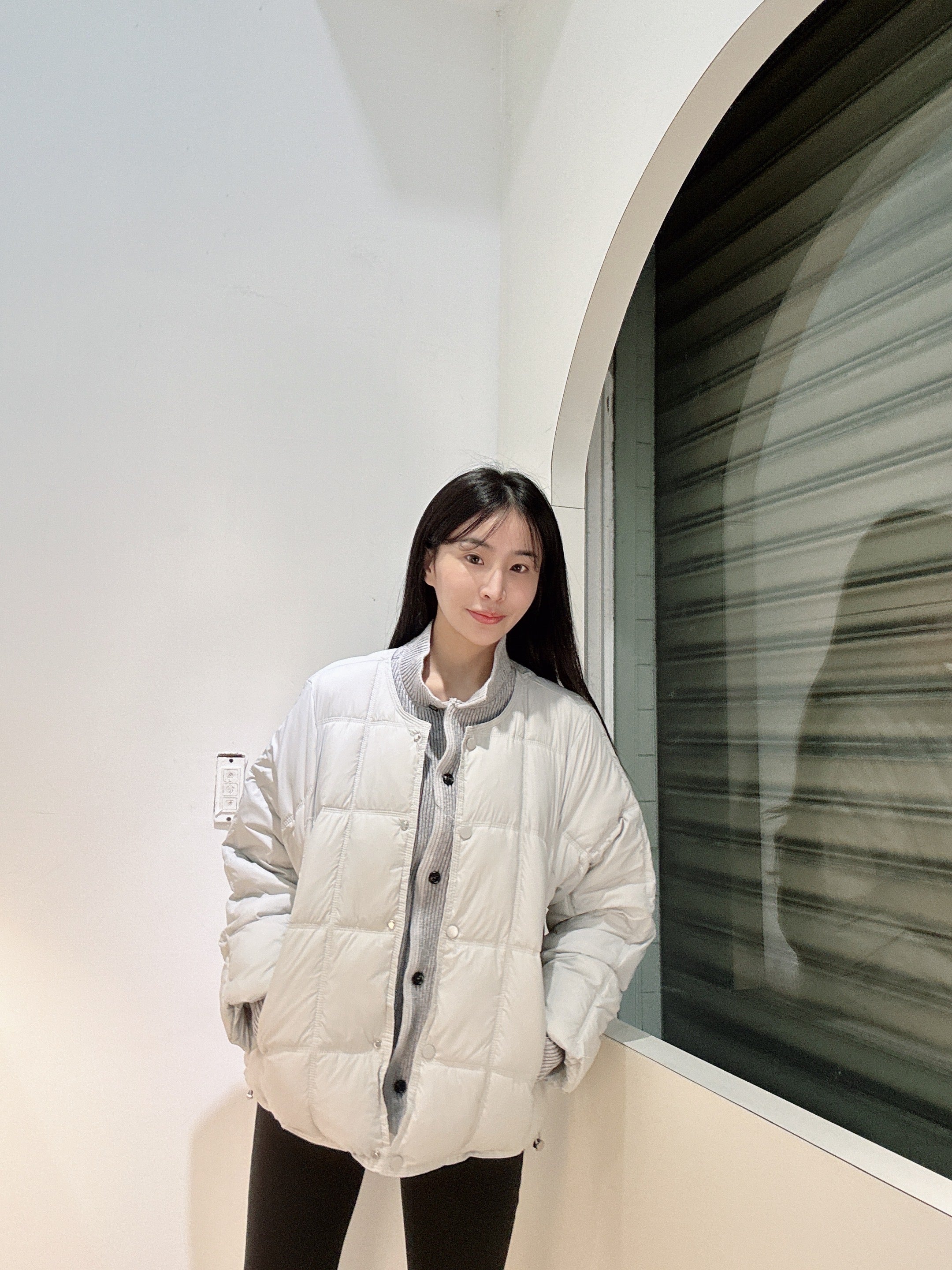 輕奢感拼接羽絨外套