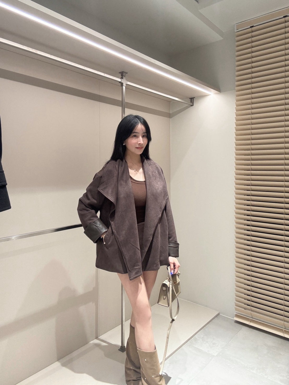 柔軟麂皮開襟外套