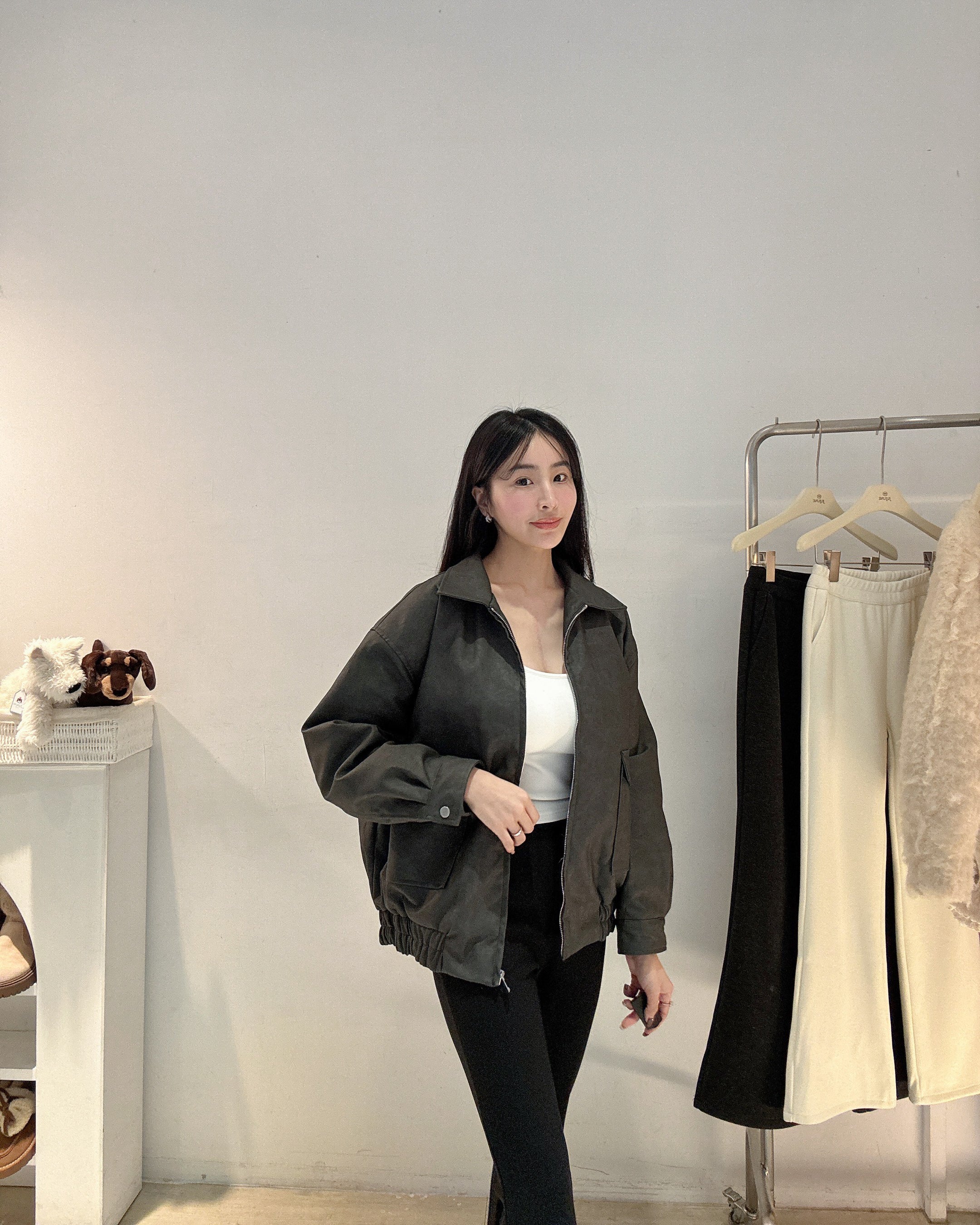 仿舊鋪棉皮革外套