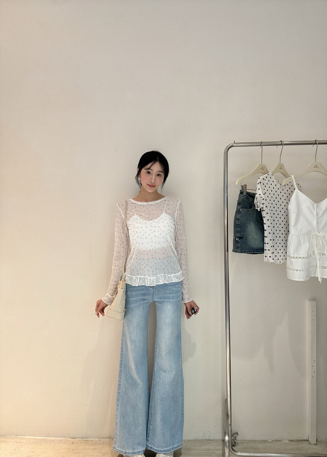 涼感直筒喇叭褲