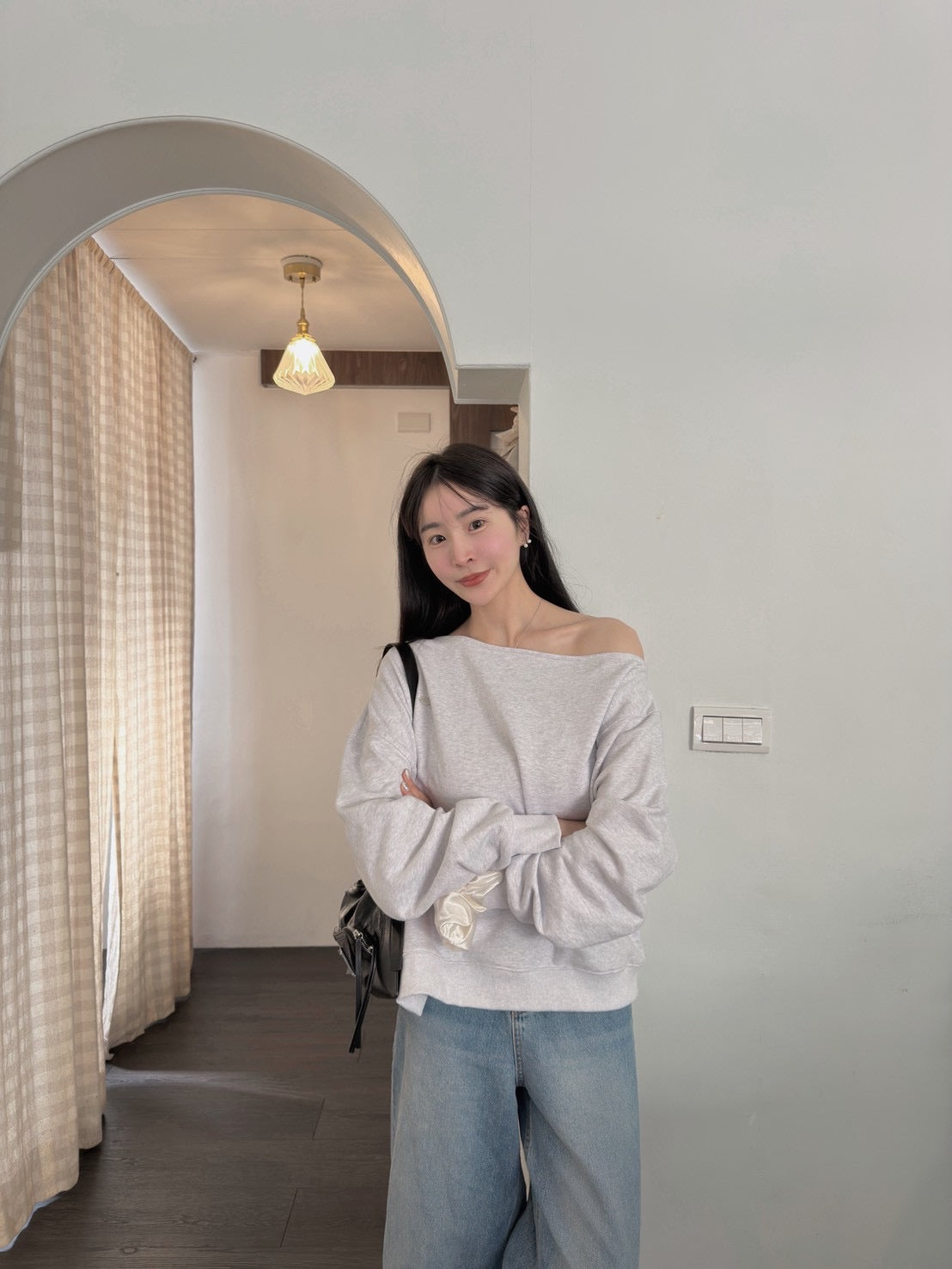 設計款斜肩上衣