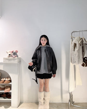 厚磅羊絨連帽上衣